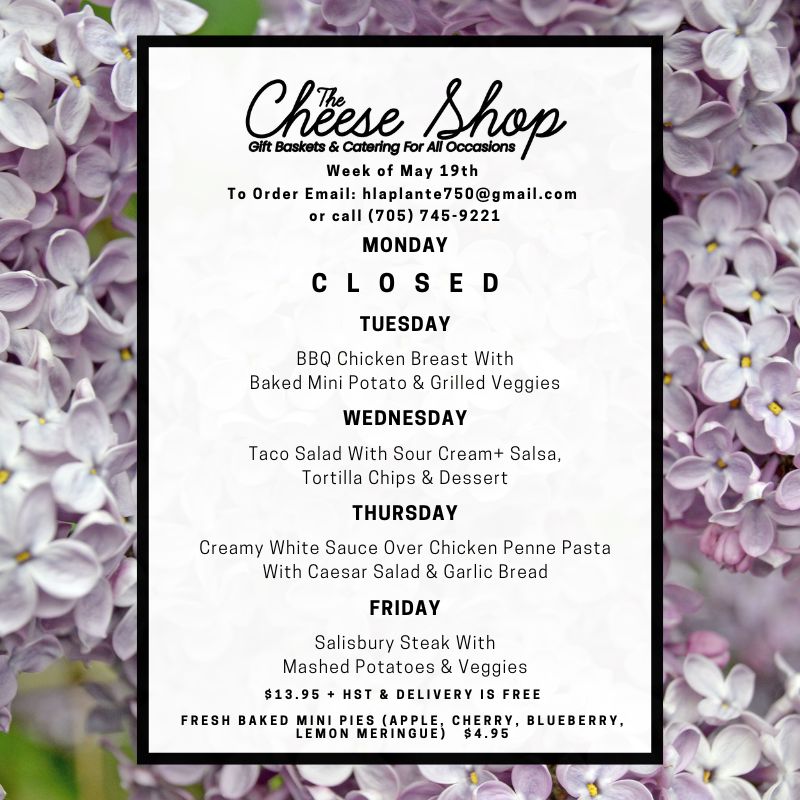 The Cheese Shop Menu April 14